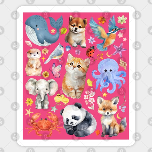 Cute Wildlife Animals | Watercolor Mosaic Sticker by TuncGK